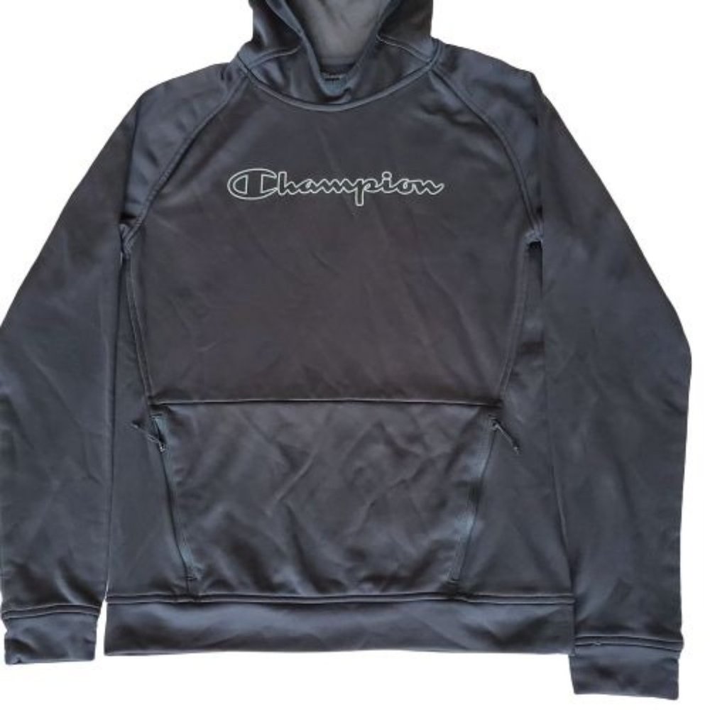 Champion Men's Front Zip Pockets Sport Hoodie Pullover Jacket Black Size Small - Picture 7 of 12